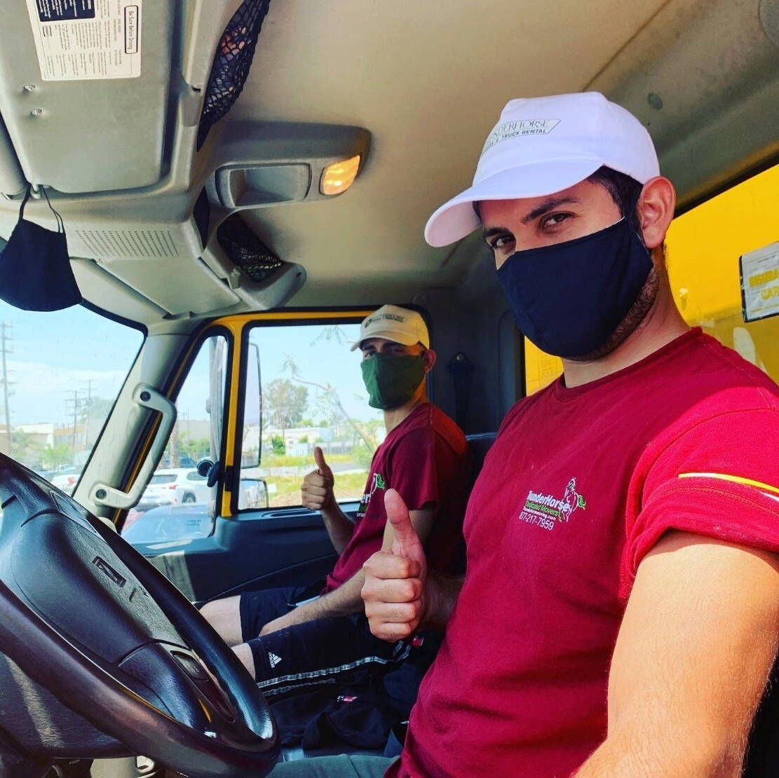 Thunderhorse driver in a moving truck.