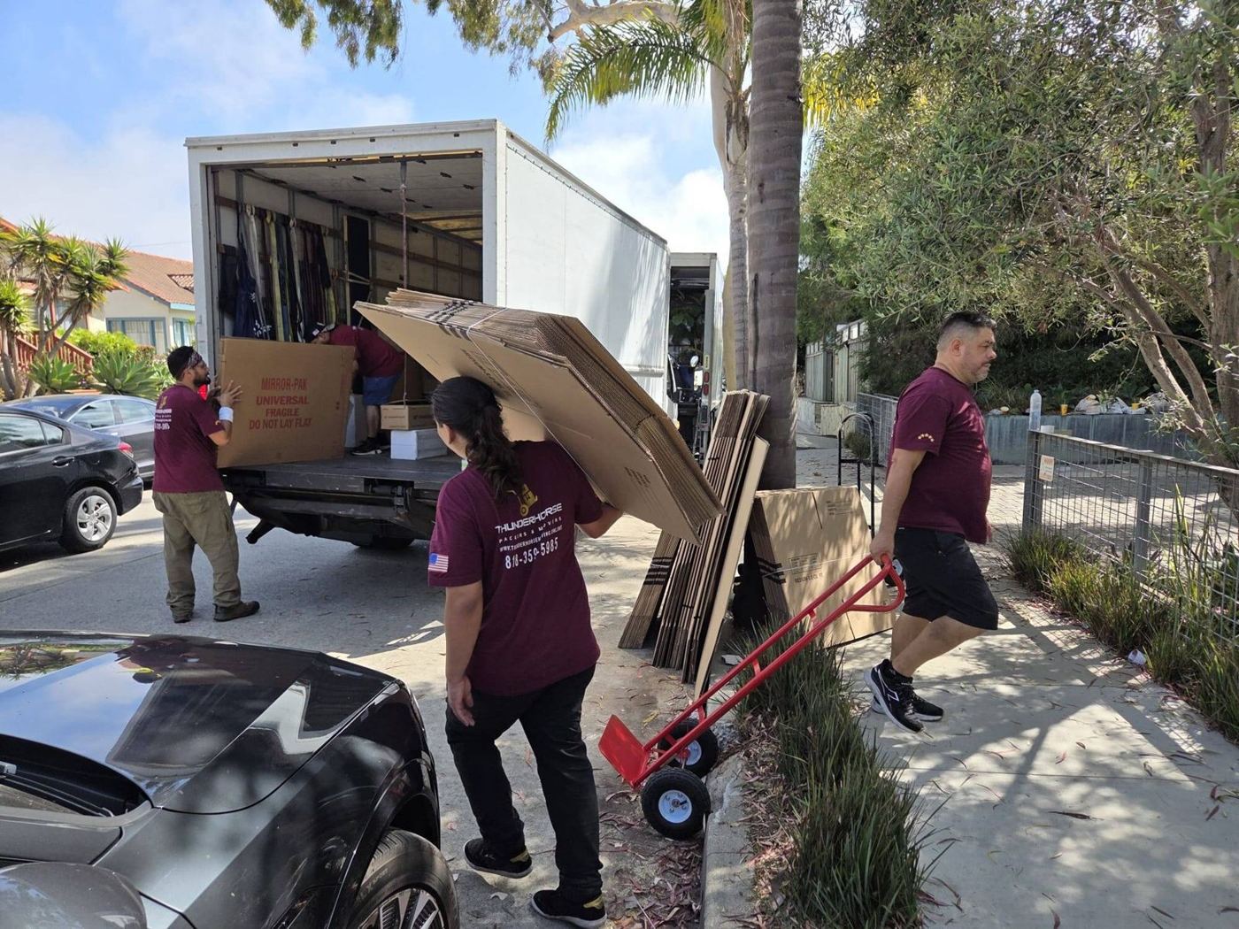 Thunderhorse full-service movers carrying furniture.