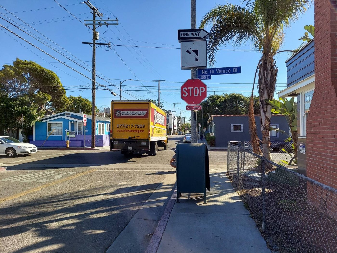 Thunderhorse Moving truck on a Los Angeles residential street.